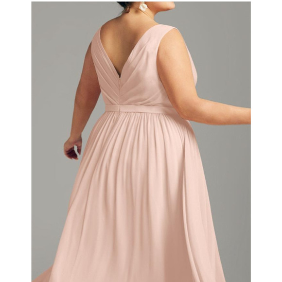 AW BRIDAL sz 8 M pink blush Gwyneth chiffon bridesmaid party maxi dress NEW b161 - Picture 3 of 7